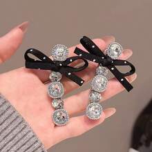2pcs Rhinestone Bow Hair Clips, Elegant Side Bangs Hairpins, New Stylish Hair Accessories - Multicolor - View 4