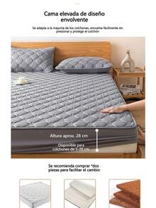 Protector de Colchón Impermeable Acolchado Antideslizante - Funda Ajustable Elástica, Grado A (Bebé), A prueba de Polvo y Chinches - Cubrecolchón para Ropa de Cama, Lavable a Máquina, Resistente al Desgaste, No Destiñe, Anti-Pilling y Sin Arrugas, Compatible con Todo Tipo de Colchones (No Incluye Funda de Almohada) - Gris - Ver 8