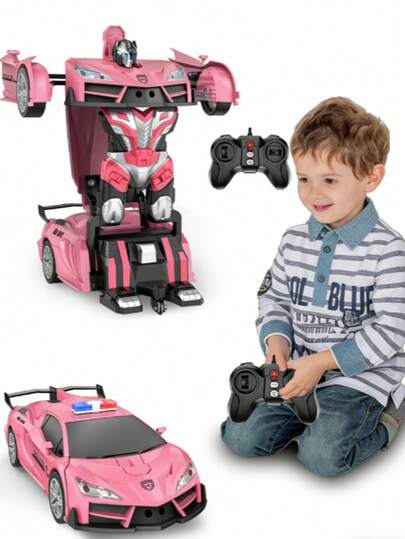 1pc 360° Rotating Transforming Robot, One-Key Transformation Remote Control Car, Children's Birthday Gift, Christmas Gift, Halloween Gift, Children's Day Gift, Thanksgiving Gift, Easter Gift, Educational Toy Suitable For 3-12 Years Old Boys And Girls
