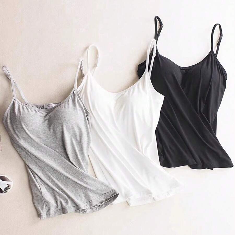 Comfortable Wire-Free Sports Bra With Padded Straps For Home & Workouts Black, White, Gray 3-Piece Set - Đen + Trắng + Xám - Xem 1