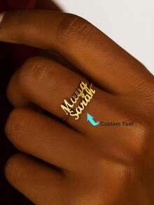 Custom Double Name Rings For Women 18K Gold Plated Stainless Steel Personalized Two Name Ring Unisex Wedding Anniversary Birthday Gifts - Multicolor - View 2