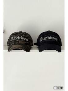 1pc Beaded Letter Soft Top Baseball Cap, Retro American Style Rhinestone Letter, Unisex Casual Adjustable Snapback Hat, Spring/Summer - Multicolor - View 5