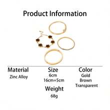 4pcs Luxurious Elegant Refined Sparkling Brown Sweet Clover & White Clover Bracelet Set For Women - Brown - View 7