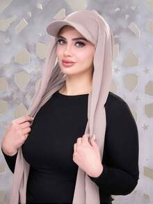 1pc Summer Baseball Cap With Scarf, Chiffon Cap Scarf Combo, Lightweight Breathable Versatile Sun Protection Hat, Suitable For Summer Religious Gatherings, Fashionable Middle Eastern Style - Multicolor - View 21