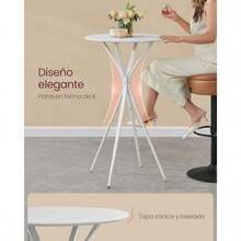 VASAGLE Mesa de Bar Mesa Redonda de cóctel Mesa de Bar de Alta Calidad para Cocina Comedor Bar en casa Sala de Estar 23.6 x 23.6 x 41.3 Pulgadas Marco de Metal Estilo Moderno Blanco Nube y - Blanco nube blanco mate - Ver 4