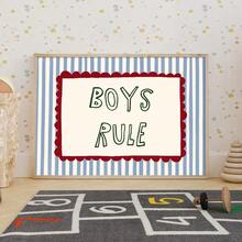 1 tấm tranh canvas trang trí phòng trẻ em chủ đề "Boys Rule" (Quy tắc của các bé trai) với họa tiết sọc xanh dễ thương, phong cách tối giản, thích hợp cho phòng chơi, phòng ngủ, nhà hiện đại. - Áp phích - Xem 2