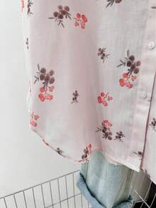 YUXIN Elegant Ditsy Floral Print Top, Lightweight Breathable Blouse For Spring Summer Autumn Pink - Pink - View 10