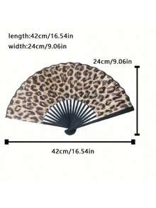 Quạt xếp họa tiết da báo thanh lịch, khung đen, chủ đề công chúa thời trang, nhẹ, thích hợp cho du lịch mùa hè, bãi biển, sử dụng hàng ngày, quạt cầm tay mùa hè cho nữ, trang điểm, dự tiệc, phụ kiện trang phục công chúa và phù thủy. - Nhiều màu - Xem 8