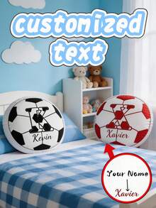 Custom Soccer Letter Pillow,Personalized Initial Pillow With Name,Football Lover Player Fans Gift - Black and White - View 3