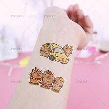 FTVLTAT 30张水豚主题动物临时纹身贴纸，60种独特设计，防水持久，适合动物主题派对、生日礼物，长方形 - 彩色 - 查看 6