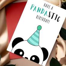 熊猫主题生日贺卡，含信封和生日礼物 - 多色 - 查看 4