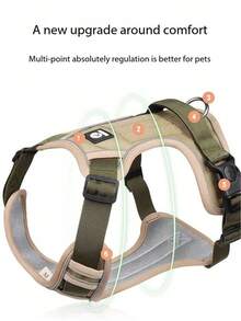 1 Set Pet Chest Harness (Leash Not Included), Reflective Large Dog Chest Strap, Walking Leash, Oxford Cloth Anti-Pull Anti-Choke - Khaki - View 9