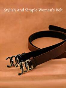 这款休闲百搭的女士腰带配有金色搭扣，可搭配牛仔裤、休闲裤、西裤或裙子。简约的黑/棕色腰带适合日常佩戴，并且可调节。 - 彩色 - 查看 3