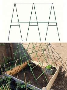 11件/17件/30件可调节植物支架套装，含连接配件，金属花园网格攀爬架套装，绿色PE涂层攀爬植物支撑杆套装，适用于水果、蔬菜、藤蔓和花卉 - 户外植物黄瓜支撑笼，带连接管、核心桩和连接夹，适用于花园凉棚，园艺用品 - A叉 - 查看 6