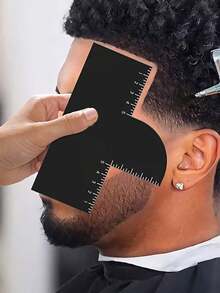 1PC Hair Styling Tool Card: Sideburn Edge Trimming And Alignment Tool, Reusable Hairdresser Hair Design Tool - Black - View 6