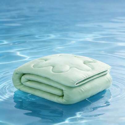 1件纯色夏季被子，轻盈凉爽，触感柔软舒适，可机洗涤纶面料，绗缝工艺，适合卧室和客房四季使用（不含枕头和枕套）