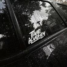 "Time Is Money" Vinyl Sticker - Sturdy Graphic Sticker For Car Trunk And Windows, Easy To Peel Off And Paste, Durable, Waterproof Design, Suitable For Vehicles, Car Stickers - A - View 3