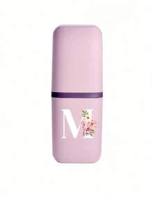 Pink Portable Travel Toothbrush Cup, Haitang Flower Letter A-Z Pattern, Mouthwash Cup, Household Bathroom Storage, Mouthwash Cup, Travel Toothbrush Box, Makeup Brush Storage Box, Multifunctional Toothbrush Cup, Alcohol Free, Plastic Material, Compact Design, Very Suitable For Oral Care Anytime, Anywhere. Outdoor Business Travel Supplies Box, Suitable For Travel, Camping, Business Trips, And School, Essential For Outdoor Travel - Multicolor - View 21