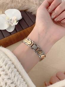 1pc Women's Fashionable Elegant Gold Oval Quartz Watch, Suitable For Daily Wear, Also A Great Gift For Birthday, Graduation And Other Occasions - Gold - View 6