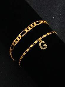 Vòng tay chữ cái mạ vàng 18K đính đá Cubic Zirconia | Món quà hoàn hảo cho bạn gái - Vòng tay chữ cái mang tên Tình yêu - Xem 34