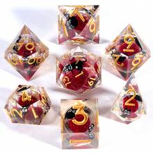 7颗黑猫主题骰子套装 - 彩虹液体填充多面骰子，适用于龙与地下城、万智牌、开拓者和其他桌面角色扮演游戏 - 彩色 - 查看 15