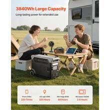 Portable Power Station, 3600W 3840Wh Power Station Solar Generator With 10 Output Ports & Adjustable Input Power, Expandable LiFePO4 Battery Backup For Home Camping RV (Solar Panel NOT Included) - 3600W - 查看 2