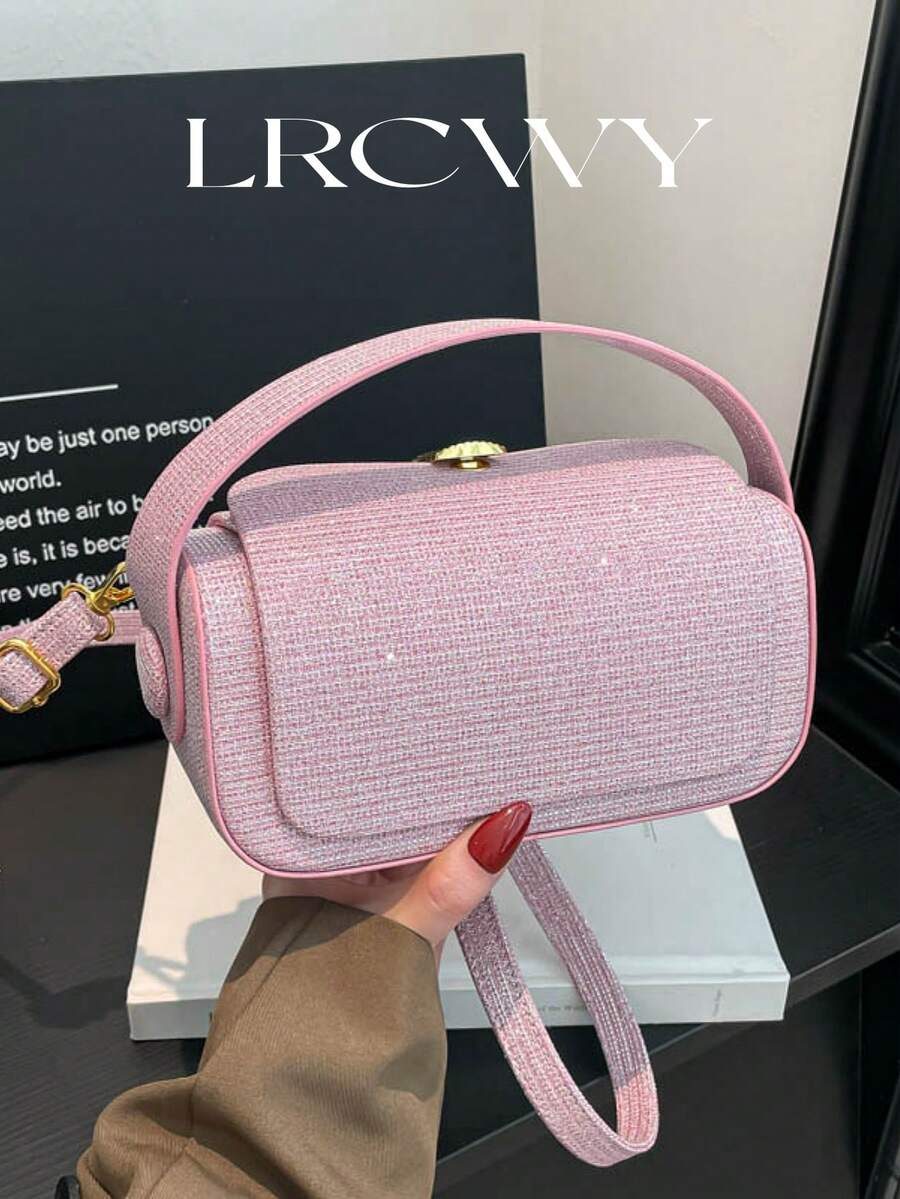 Women's Fashion Trapezoid Handbag, Elegant Minimalist Design, Versatile Shoulder/Handheld, Large Capacity - Pink - View 1