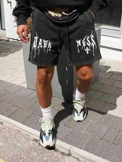 "Vintage Poster"Men's Summer Washed And Distressed Casual Shorts