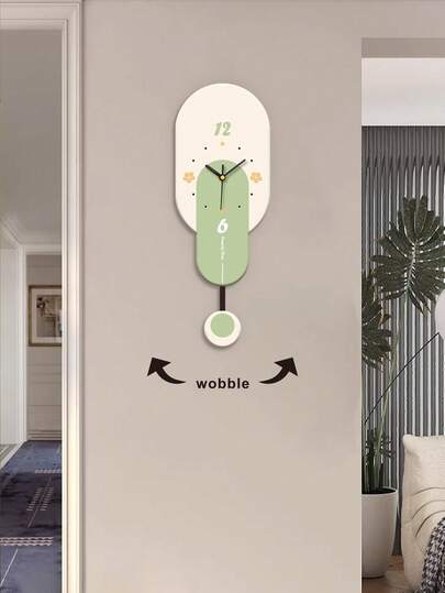 1个北欧风格米色挂钟，家居装饰静音电池供电时钟