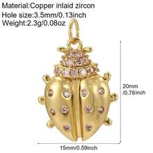 1件铜质极简主义个性化嘻哈动物海龟豹迷你吊坠，DIY手链项链耳环首饰配件 - 彩色 - 查看 47