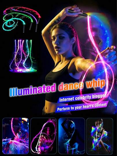 LED 光纤鞭灯、可充电 LED 发光舞鞭、旋转光纤狂欢玩具、像素鞭，适用于舞蹈、派对、灯光秀、音乐节、服装表演和 EDM 活动