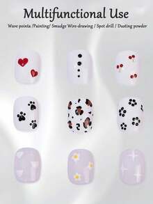 1 Stück 5-in-1 Nail Art Punktierstift, druckempfindliches Punktierwerkzeug für Farbverläufe, Streifen, Punkten, Glitternagel-Kunst, multifunktionales DIY Nail Art Werkzeug geeignet für Anfänger und Profis - Silber - Übersicht 9