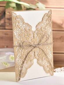 Lace Cut-Out Invitation Card With Envelope And Inserts - No Electricity Needed, Paper Handmade Greeting Card For Weddings, Engagements, Baptisms, Party Gifts, Thank You, Birthdays, And Valentine's Day - Multicolor - View 6