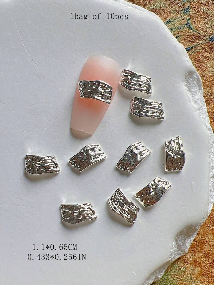 1 Pack Asymmetrical Basic Minimalist Metal Nail Art Decorations, 3D Metallic Accessories - Multicolor - View 18