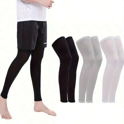 1双冰丝纤维透气吸汗运动压缩腿套，适合跑步和户外活动