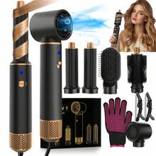 PinkSings Máy sấy tóc kiêm lược 5 trong 1, lược sấy tóc nâng cấp, máy uốn tóc bằng khí nóng, máy tạo kiểu tóc, lược thổi khí nóng có thể tháo rời, bàn là tóc ion âm, dụng cụ tạo kiểu tóc để sấy, uốn và duỗi tóc. - màu đen - Xem 11