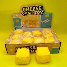 1pc Mini Square Cheese Squishy Toy, Creative Soft Slow Rebound Squeeze Stress Relief Small Gadget - Multicolor - View 1