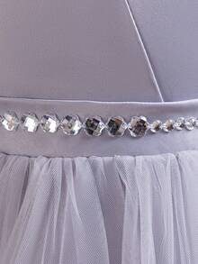 Girls' Sleeveless Long Princess Dress With Big Bow, Suitable For Birthday, Runway, Wedding, Christmas Party, Performance - Grey - View 7