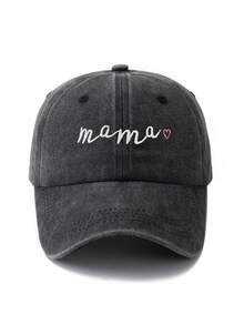MAKEFGE 1pc Women's Embroidered Fashion "MAMA" Letter Mini Adjustable Size Sun Protection Outdoor Casual Baseball Cap, Suitable For Daily Matching - 1 Piece Of Love - View 11