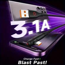 [Hot Selling New] Tzlrxl USB-C Nylon Braided Fast Charging Data Cable, Compatible With Samsung, And Other Devices, Supports Data Transfer, Matte Surface, Type-C Fast Charging Cable, Adopts Right-Angle USB To USB-C Design - Multicolor - View 10