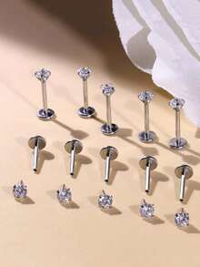 4件/7件装不锈钢无螺纹鼻环，适用于鼻翼、耳屏、耳廓和唇钉穿孔，附带佩戴导向锥。 - 彩色 - 查看 5