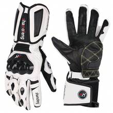 A Pair Of Long Motorcycle Gloves For Racing, Touchscreen Gloves, Winter Off-Road Protective Racing Gloves, Available In M, L, XL Sizes, In Black And White, Suitable For All Seasons - 白色 - 查看 9
