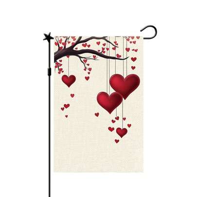 1 قطعة علم حديقة من مادة البوليستر لعيد الحب، بحجم 18 * 12 بوصة، علم حديقة مزدوج، علم العشب، ديكور خارجي بعلم مزدوج، ديكور منزلي، ديكور خارجي، ديكور الفناء (عصا العلم غير مشمولة)، علم حديقة خارجي