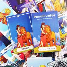 Kawaii Waite Tarot Cards, 78 Cards, Approx. 10X6.5cm, Tabletop Game Cards, Romantic Healing Vibes, Festive Atmosphere, Stress-Free Fun, Suitable For Weddings, Music Festivals, Halloween, Christmas, Valentine's Day, Ramadan, Easter, April Fools - 1pcs - View 7