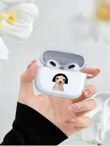 Dog Poodle Pattern Earphone Protective Case, Suitable For IPhone - Also Compatible With AirPods 2/4, High-Quality Niche Earphone Case, Compatible With 3/Pro/Pro2/Pro3, Birthday/Couple Gift, Practical Gift, Cute Pet Image Collides With Human Hairstyle, Clean Tone With Playful Vibe - Clear - View 1