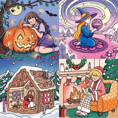 1本《女孩时光：成人涂色书》，描绘可爱温馨的日常活动，适合放松绘画，可作为礼物（温馨空间涂色），也适合作为返校季、圣诞节、新年和返校季礼物，以及春季返校季和办公用品。