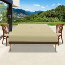 Rectangular Outdoor Furniture Set Cover Waterproof 190T Silver Coated Patio Sofa Table Chair Protector With Parasol Hole Drawstring Storage Bag For Garden Balcony - Beige+Coffee Color - View 8