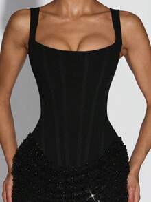 Spring/Summer New Lace-Up Sequin Strap Bodycon Dress INS Slim Fit Party Dress - 酒紅色 - 查看 5