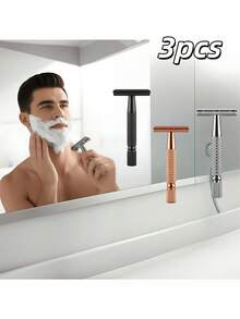 1 dao cạo an toàn cầm tay dành cho nam, màu đen và vàng cổ điển, lưỡi dao cạo hai cạnh có thể điều chỉnh, phù hợp cho cả nam và nữ, sử dụng tại nhà và khi đi du lịch. - Nhiều màu - Xem 18