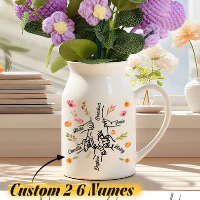 1 Bình hoa gốm hình trái tim, quà tặng cá nhân hóa cho mẹ/bà, quà tặng Ngày của Mẹ theo yêu cầu, bình hoa gốm tặng mẹ, bà, quà Ngày của Mẹ, quà tặng cho cháu, chậu trồng cây bằng gốm, quà tặng cho người thân yêu.